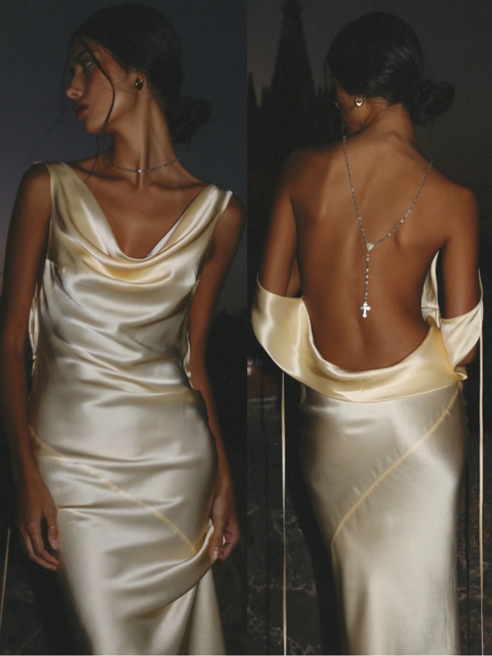 Mirror Palais Plunging Back Cowl Dress in Butter Size Medium NEW! New with tags! - Picture 8 of 8